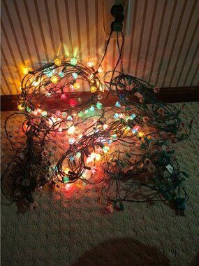 Vintage Christmas Tulip Flower Reflector String Lights X 5 Multi-Color &